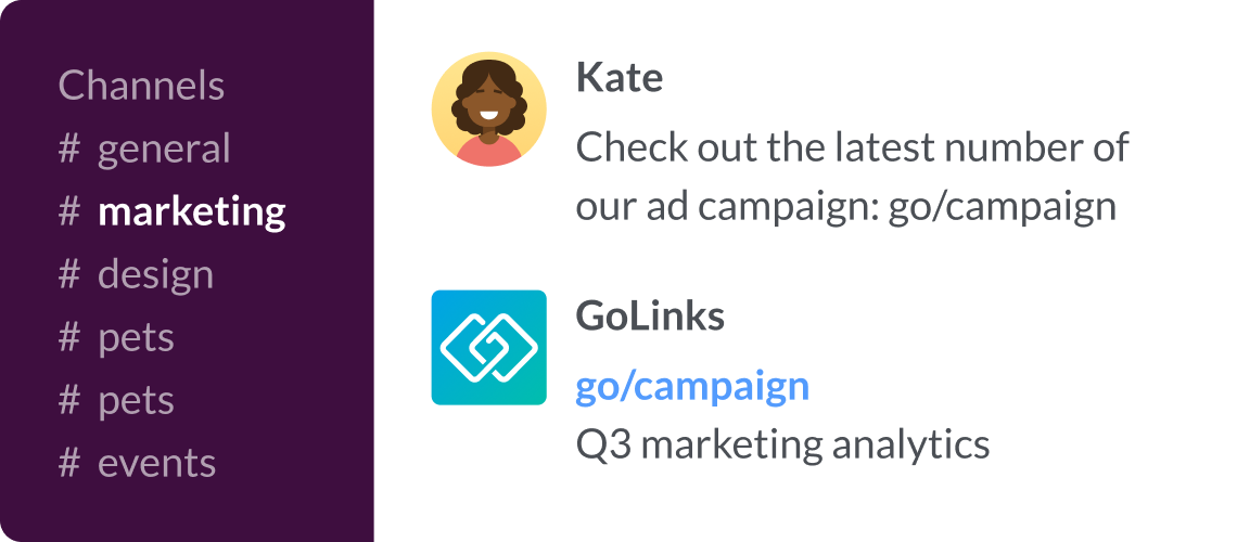 GoLinks® integration with Slack